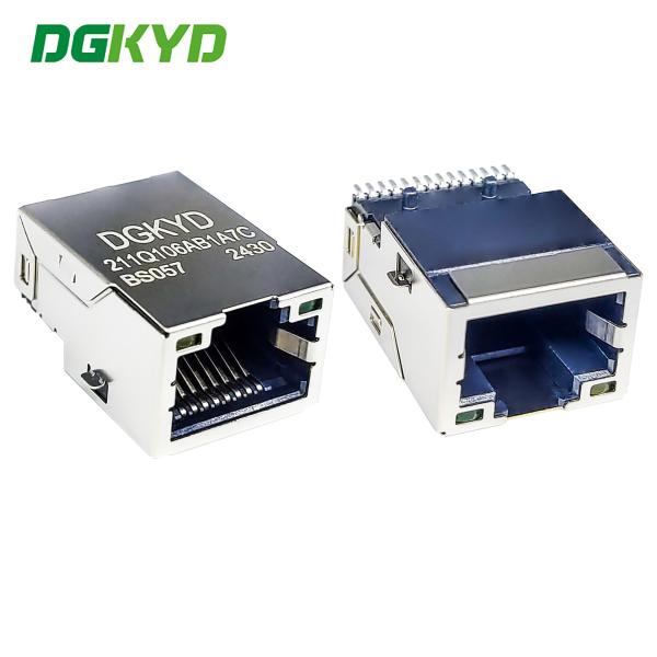 Conector de rede de filtragem integrada RJ45 1000/BASE-T LCP Interface de montagem de superfície DGKYD211Q106AB1A7CBS057