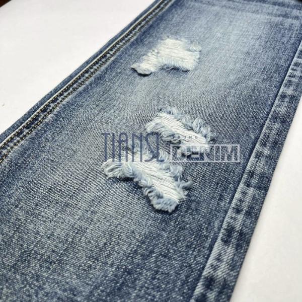 Custom 158cm 100% Cotton Denim Fabric Light Blue 9.4 Oz