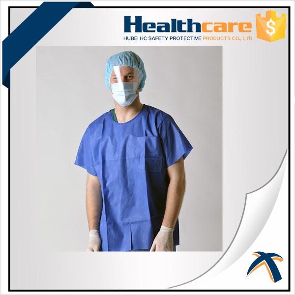 Short Sleeve Disposable Isolation Gowns Non Woven Heavy Blue Medline Gowns Anti Permeate