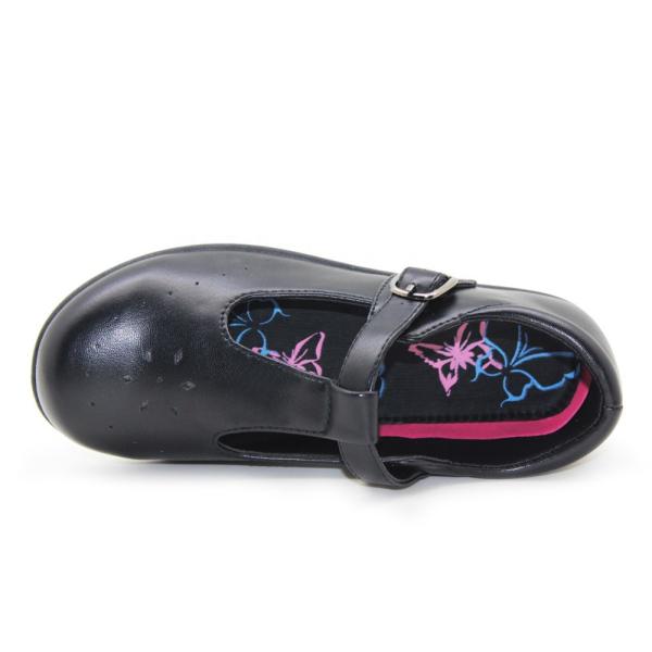 Classic Flush Flower Mary Jane Dress Shoes Girls Black Leather School Shoes