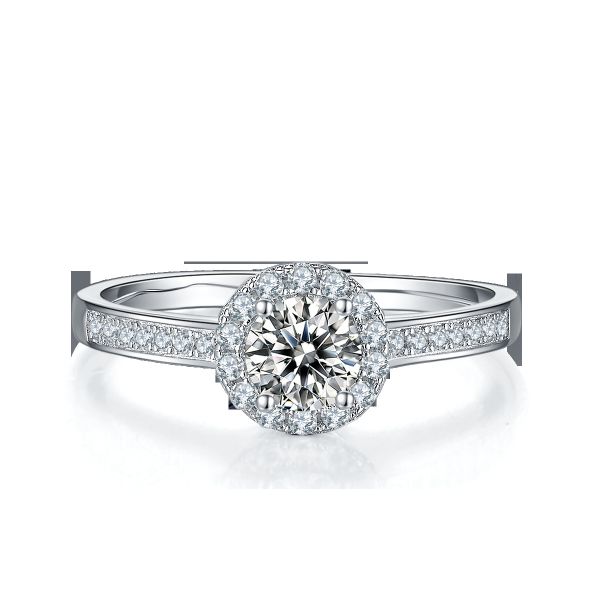 Главные каменные круглые кольцо женщин отрезка 9k Moissanite 925 картины серебряное