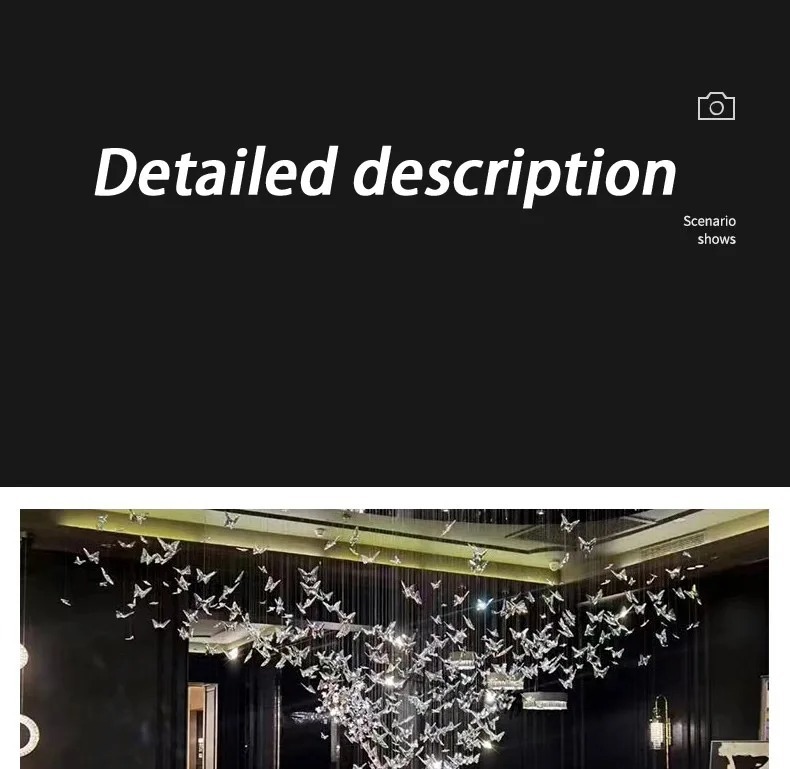 Butterfly Crystal Chandelier Living Room Crystal Staircase Pendant Light Indoor Large LED Lights(WH-NC-165)