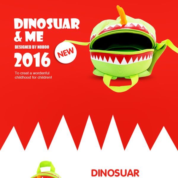 Dinosaur Kids Waterproof Backpack , Eco - Friendly Toddler Character Backpacks
