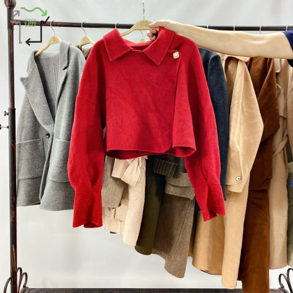 Fashion Casual Second Hand Clothes Used Double Faced Woolen Coat Ball Thrift Winter