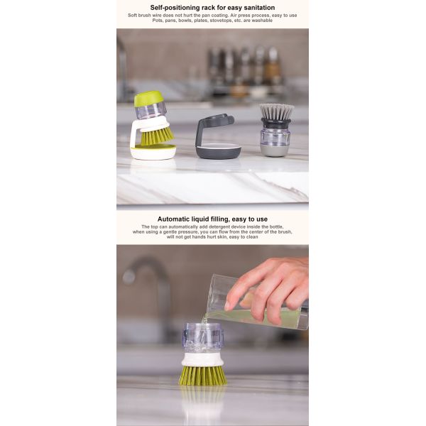 Liquid Soap Dispensers Dishes Scrub Brush for Bowl,Pot Etc