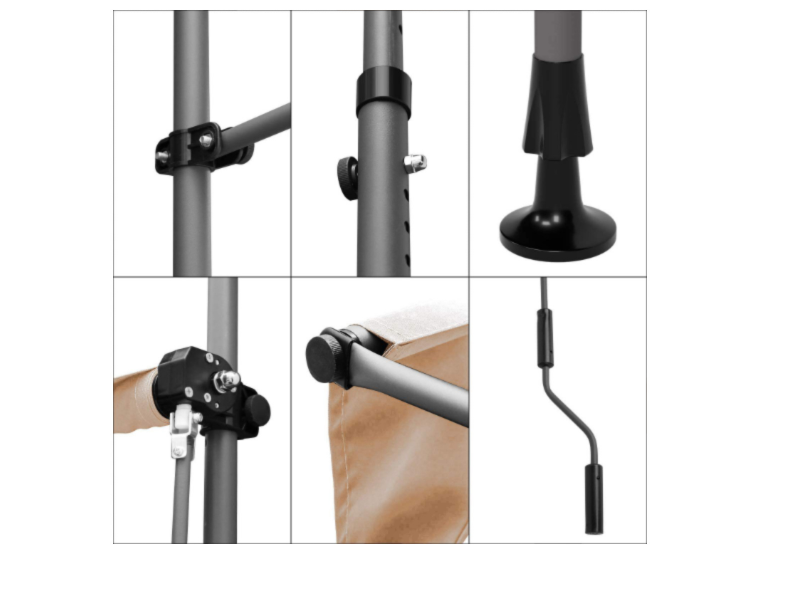 Polyester Fabric Balcony Manual Gearbox Awning with Gray Frame and Anti-UV Treatment