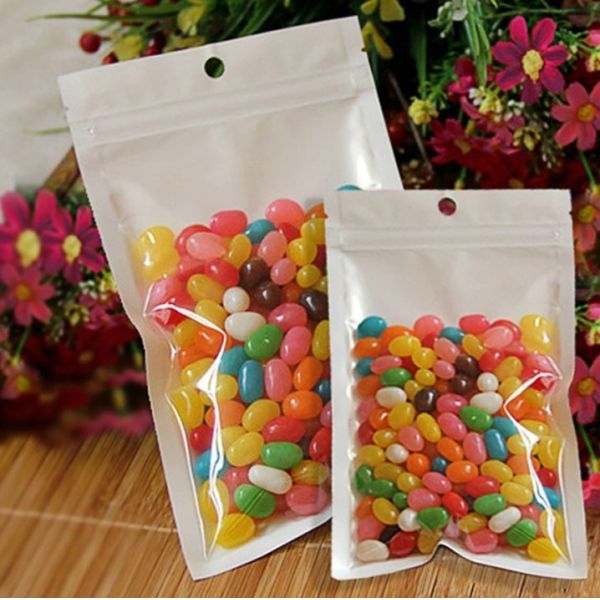 white Translucent pearl film zipper bag  for jewelry/Apprarel packaging