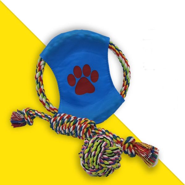 Веревочка хлопка шарик укуса узла щенка игрушечного игрушки Frisbee собаки 3 частей