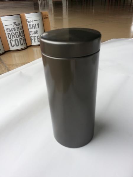Black Color Printed TinTea Canister Box Glossy With Plastic Insert Inside