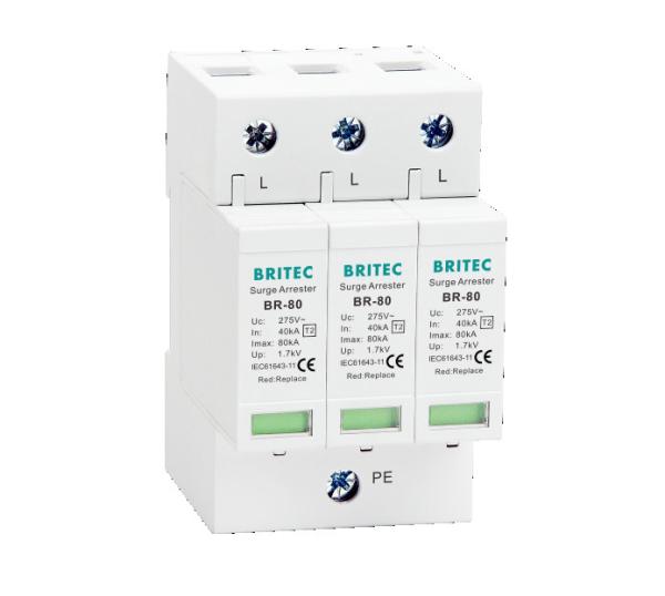 BR-80 3P tuv type 2 surge protection device Ac Surge Arrester Power Surge Protector