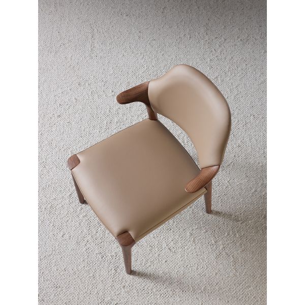 Restaurant Solid Wood Dining Chair Creative Soft Backrests Cow Corner Shape Armrests