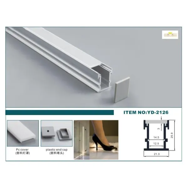 6063 T3-T8 Aluminium Alloy Anodized Finish Surface Mounted LED Profile with Customized Length LED Linear Aluminium Profile