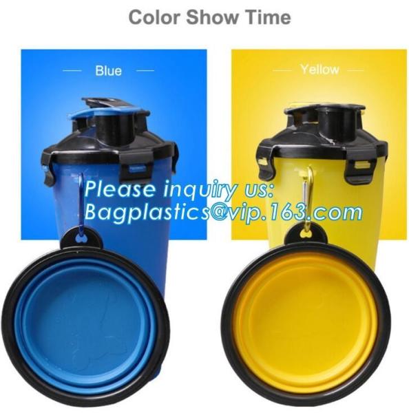 Dog Travel Water Bottle Collapsible Bowls, 2 in 1 Pet Food Container with Collapse Bowls, Outdoor Portable Water Bowls