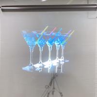 Filme holográfico transparente da projeção traseira no vidro da montra para a propaganda de janela