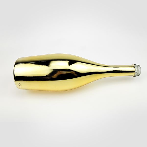 750ml Electroplating Gold Color Champagne Glass Bottle With Cork for Beverage Industrial