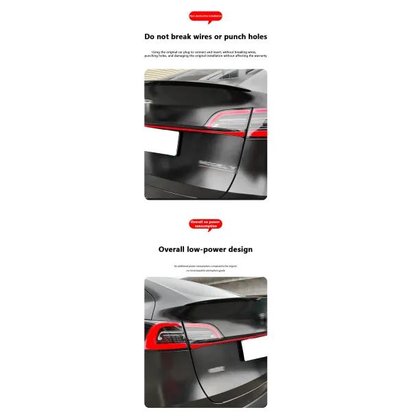 Para el Tesla Model Y 3 a través de la luz trasera Dinámica de la luz trasera de la franja de actualización y modificación Decoración M3 Y