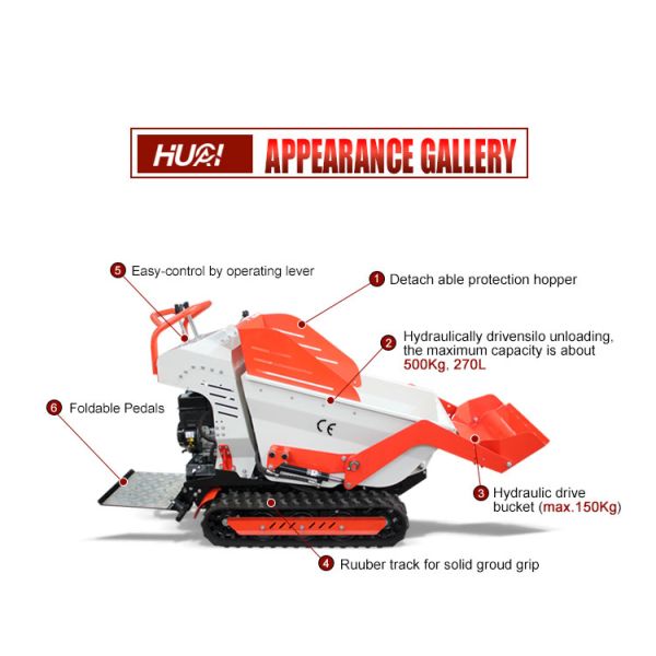 Двигатель YANMAR HUAQI 500kg 800KG 1 T 2 тонны Дизельный гидравлический ползунок мини-дампер с 1