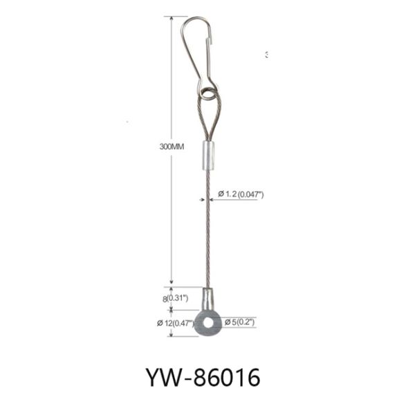 аксессуары талрепа и отверстии веревочки провода нержавеющей стали 1.2*250mm для безопасности YW86016