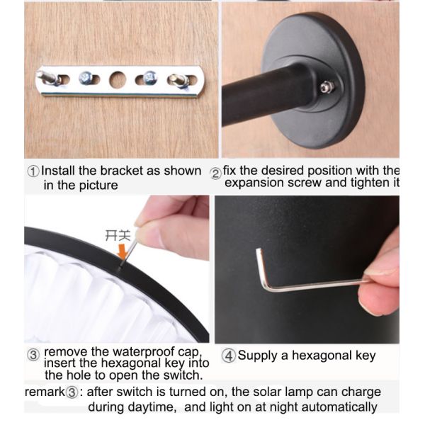 Diamond Cover Solar Wall Lights Outdoor Waterproof Solar Modern Style Simple Garden Villa LED Wall Lamp