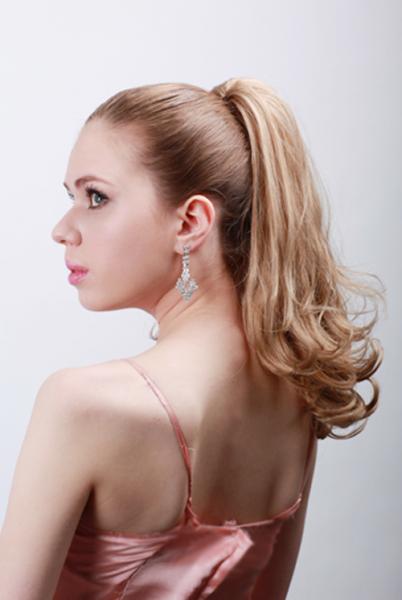 Custom Blond Hair Human Pony Tail Wigs And Extension For Ladies 5A Grade