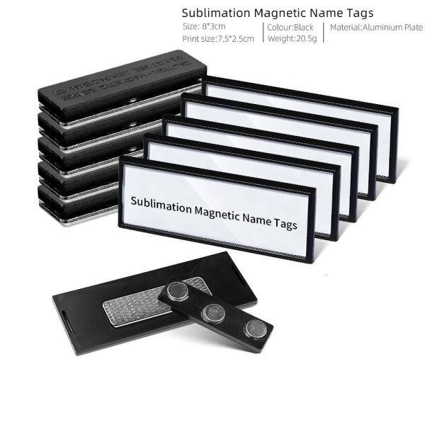 Custom Id Badge Blanks Sublimation Magnetic Name Tags With Aluminum Sheet Plastic Sublimation Name Badge