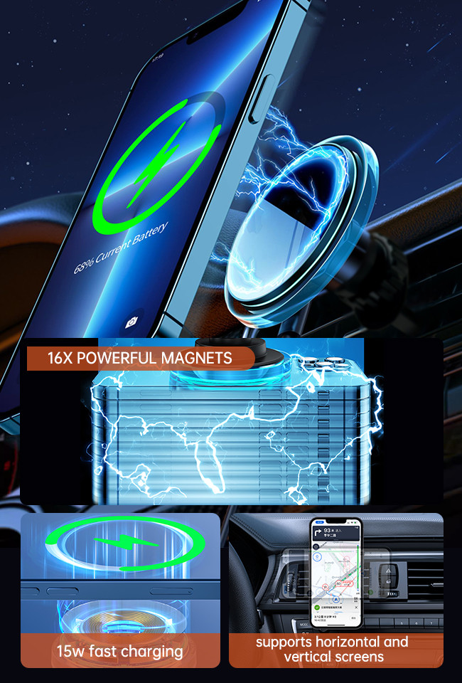Кристалл окружающий свет Magsafe Iphone Car Mount Легкая одноручная работа