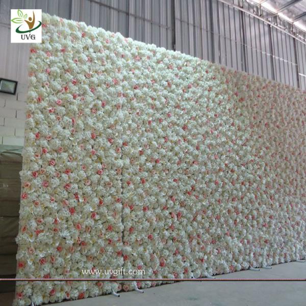 UVG summer outdoor ivory artificial flower wall wedding backdrop for stage decoration CHR1136