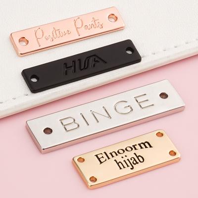 Zinc Alloy Metal Label for Swimwear 2 Holes Rectangle Rose Gold Custom Logo Hats