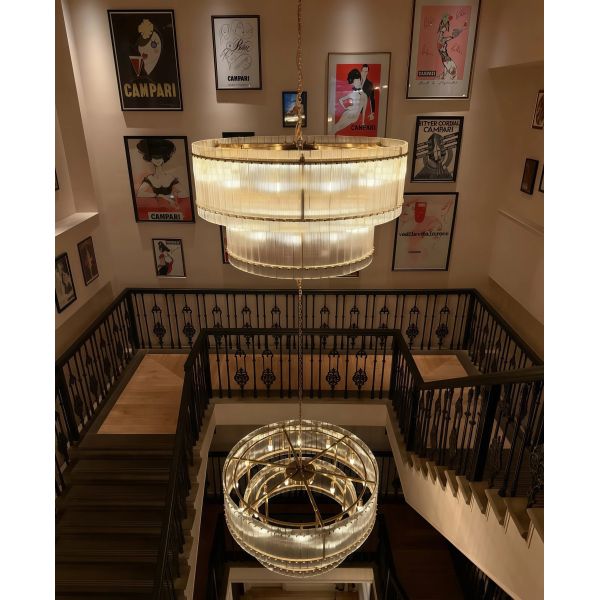 JYLIGHTING Modern Contemporary Drum Iron Pendant Chandelier, Vertical Slatted Iron Shade Suspension Light for Kitchen Island & Lobby