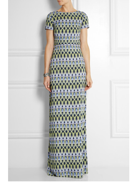 Women Floor Length Printed Evening Gown Dress