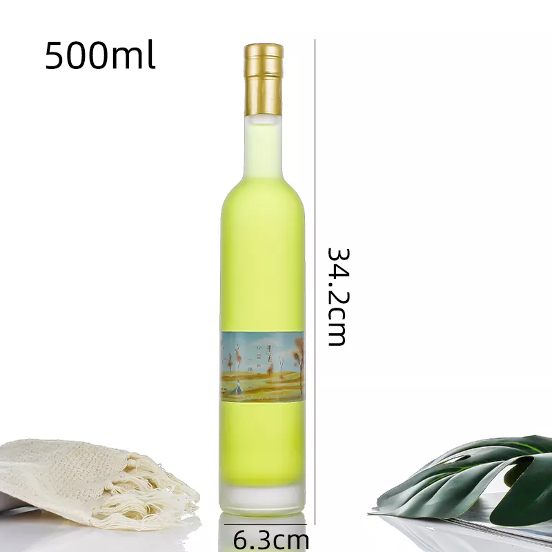 375 мл 500 мл Круглое стекло Вино сок Виски бутылка с прозрачным ошейником