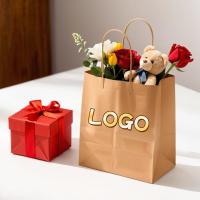 Sacs de papier kraft brun de luxe Jour de la Saint-Valentin édition limitée Sacs cadeaux personnalisés avec logo Sac à café à emporter dur pour les fêtes