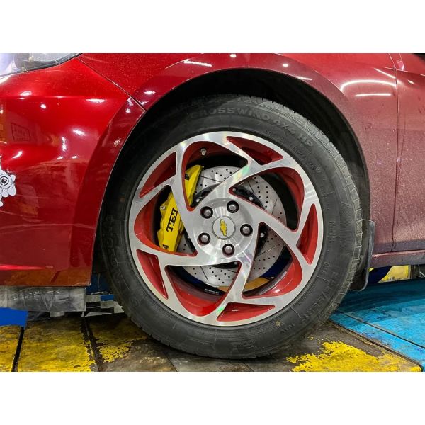 4-поршневой гоночный суппорт Chevrole Big Brake Kit 355*28 мм высокоуглеродистый дисковый гоночный и тормозной колодки для Malibu 17-дюймовый обод