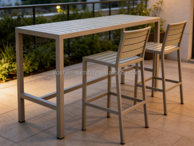 Yoshen 81-Inch Wooden Slat Bar Table for Outdoor Kitchen Backyard & Pub Counter Height