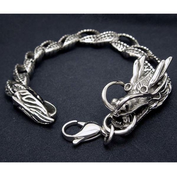 Titanium Stainless Steel Dragon Men's Bracelet Gothic Style (JCE133)