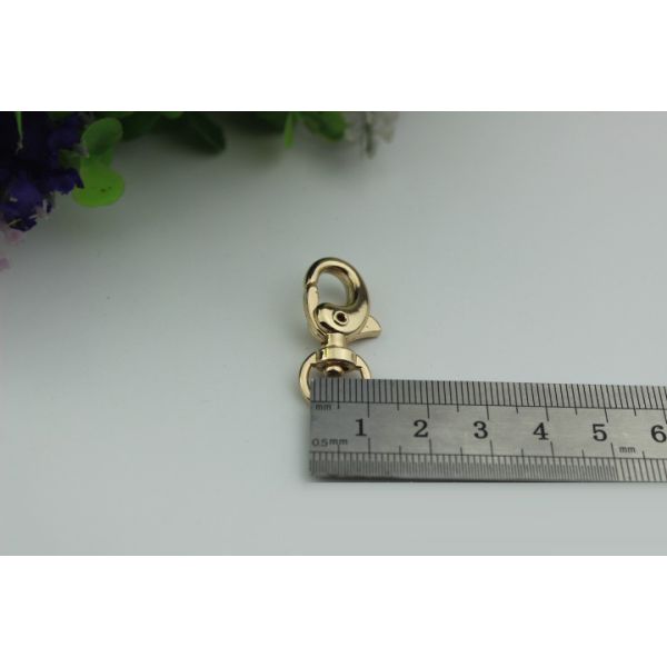 Round shape bottom zinc alloy light gold metal lobster claw snap hook for handbag