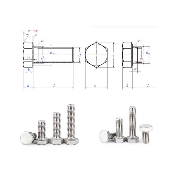 Full Threads Hex Head Bolts M12 Hex Bolt Customized Reliable Performance
