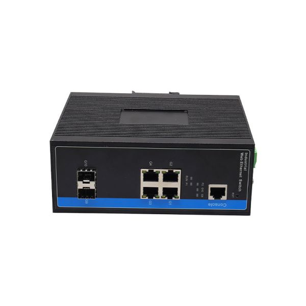 L2 Managed Industrial PoE Switch 4 RJ45 PoE 2 SFP Fiber Gigabit Network Switch