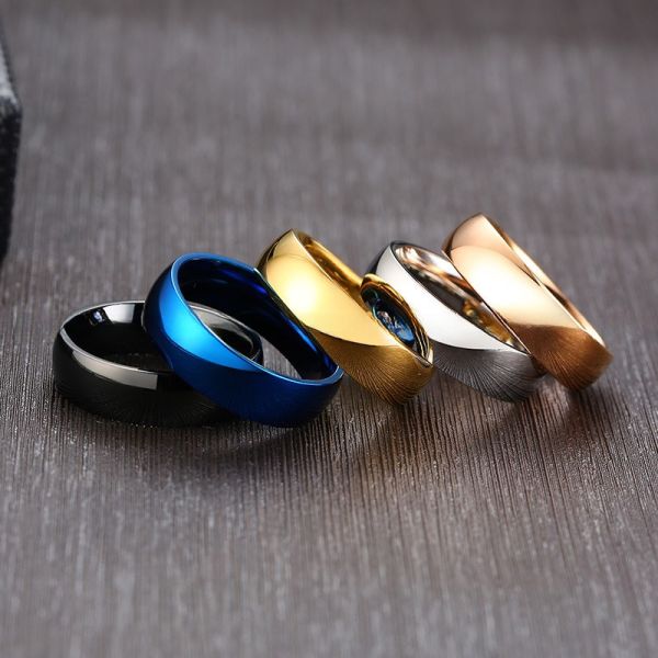 6mm Stainless Steel Rings High Polished Plain Domed For Men Women