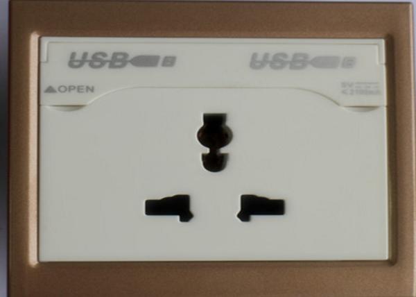 220V Double USB Wall Socket On - Off Operations Exceed 40000 Times With Earth Contact