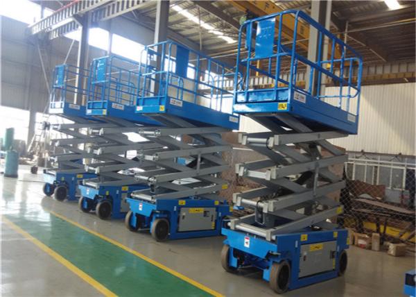 Full Rise  220v Electric Scissor Lift Slope Protection Emergency Stop Function