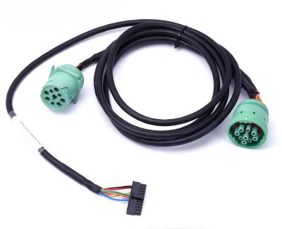 Green Deutsch 9-Pin J1939 Female to Molex 20 Pin Female and J1939 Male Y Adapter Cable