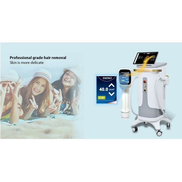 755 808 1064nm 2400W Diode Laser Hair Removal Machine With Ice Cooling Smart Handle