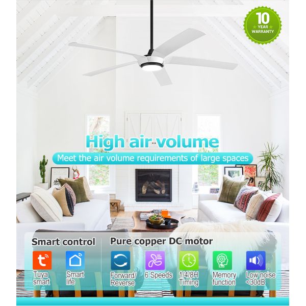 Дистанционный переключатель 65 дюймовый светодиодный потолочный вентилятор с 5 лопастями ABS и поддержкой диммера