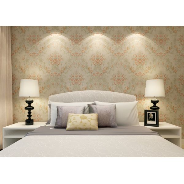 обои деревенского типа 0.53*10M красные флористические водоустойчивые для спальни