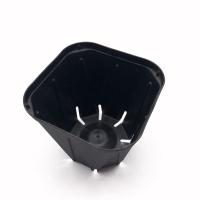 Pote de mudas de plástico preto de vendas inteiras durável pequeno pote de berçário de forma quadrada