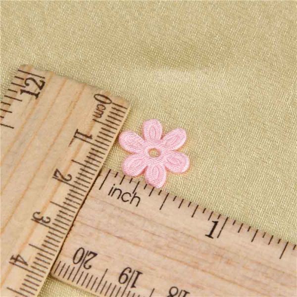 Pink Satin Ultrasonic Embossing Flowers Crafts Party Decoration Cloth Appliques
