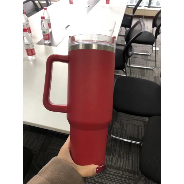 Customizable Vacuum Insulated Tumbler 40oz Stainless Steel Mug with Handle and Straw