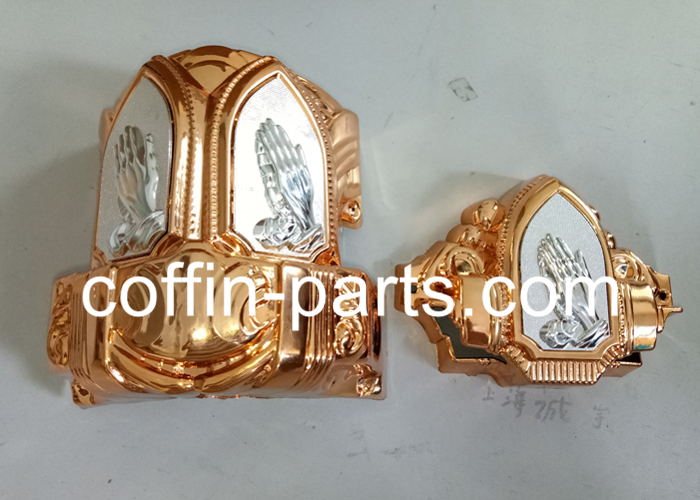 Copper And Silver Casket Accessories With Praying Hands , Casket Hardware Suppliers