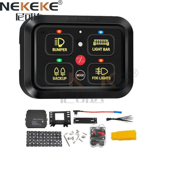 IP65 Waterproof 4 Gang ON-OFF Marine Switch Panel with LED Light for Boat Control Box